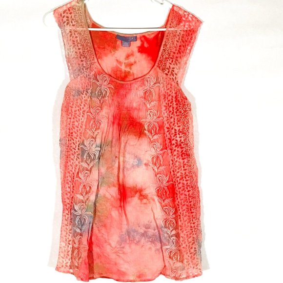 Lil Tops - Lil X CUSTOM Tie Dye Red Pink Coral Top Medium